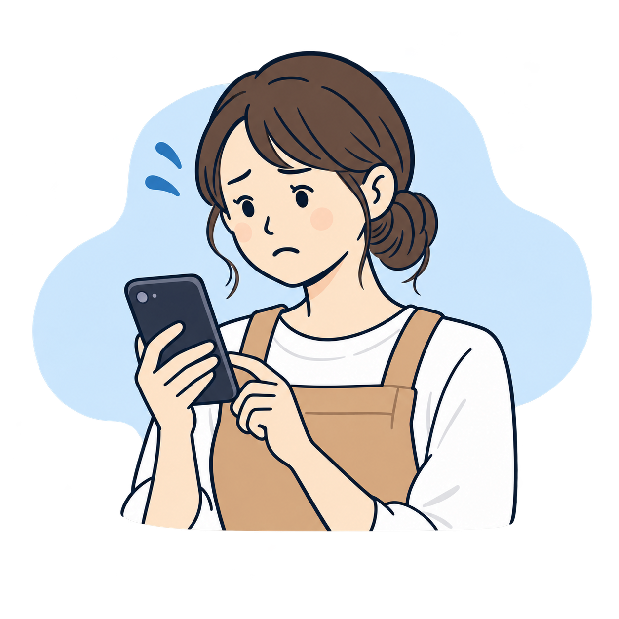 スマートフォンで返信するサロンオーナーのイラスト